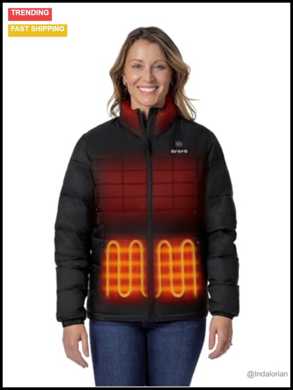 Women's Heated Puffer Jacket with Battery 4 Heating Zones